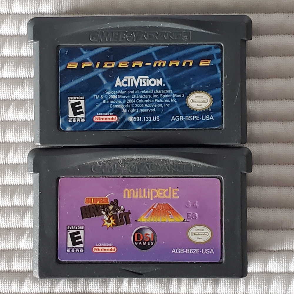 2 Game Boy Advance Games Spiderman 2 2004 Millipede No Case